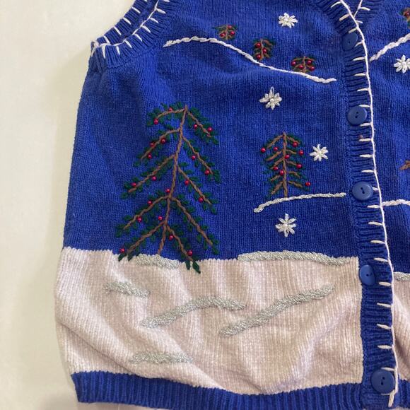 Vintage Capacity Winter Ugly Christmas Sz XL Sweater Vest Embroidered Snowman - Picture 3 of 11